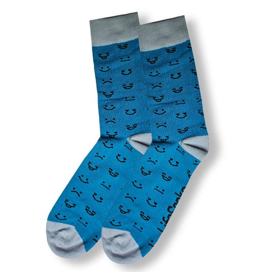 Prader-Willi Nederland - Emoji sokken blauw