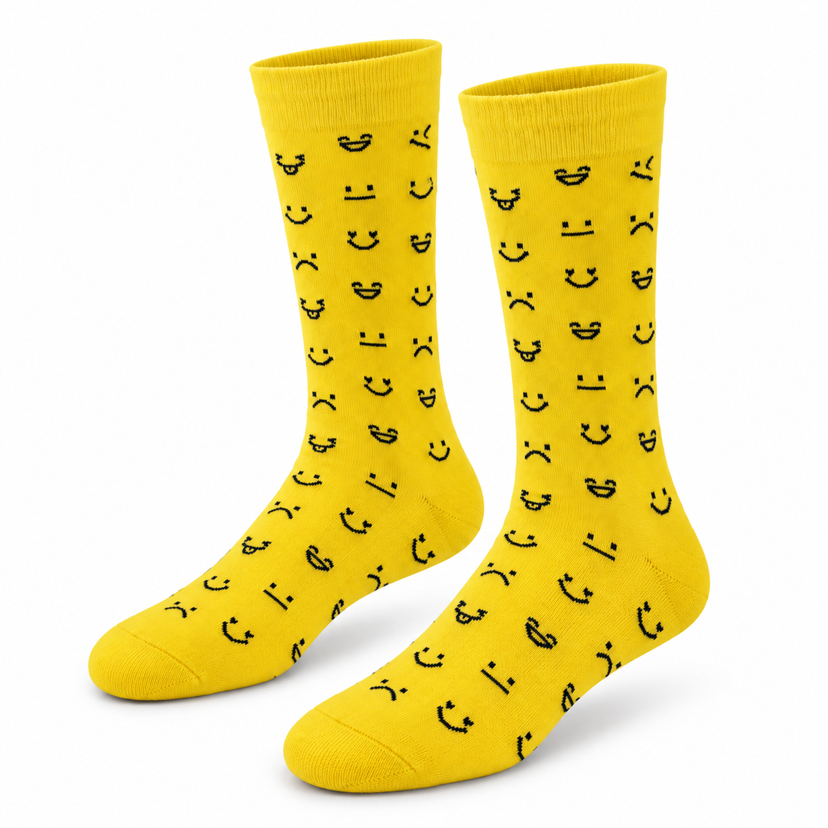 AI-productbeeld: Prader-Willi Nederland - Emoji sokken Geel als los paar