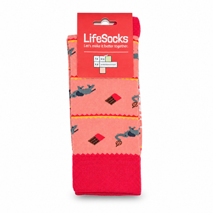 Chocolade Olifant sokken - Roze in verpakking